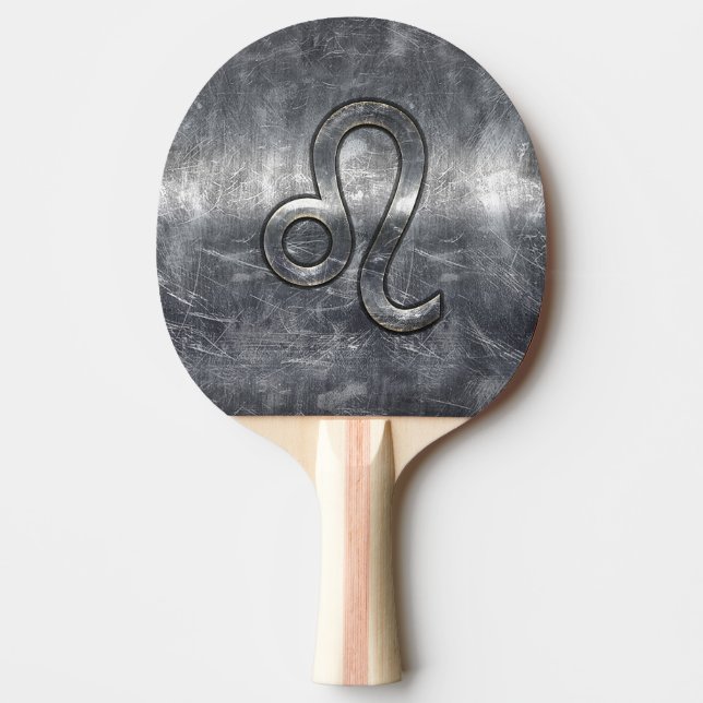Leo Zodiac Symbol i Grunge Distress Stil Pingisracket (Framsidan)