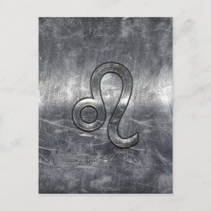 Leo Zodiac Symbol i Grunge Distress Stil Vykort