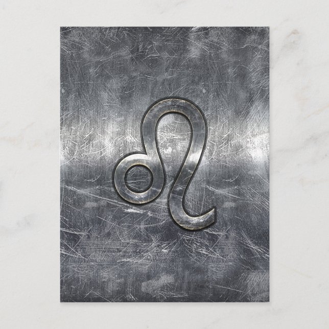 Leo Zodiac Symbol i Grunge Distress Stil Vykort (Framsida)
