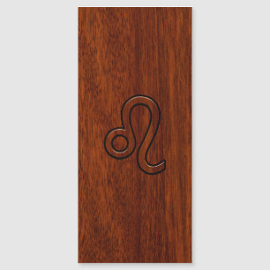 Leo Zodiac Symbol i Rik Mahogany wood stil