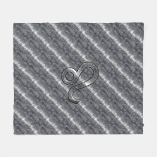 Leo Zodiac Symbol i Silver Steel Stil Fleecefilt