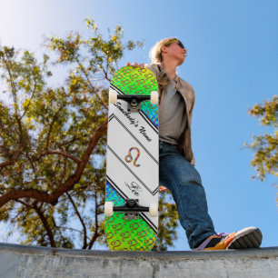 Leo Zodiac Symbol Inslag av Kenneth Yoncich Old School Skateboard Bräda 18 Cm