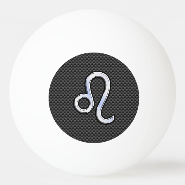Leo Zodiac Symbol på Carbon Fiber Stil Skriv ut Pingisboll (Framsidan)
