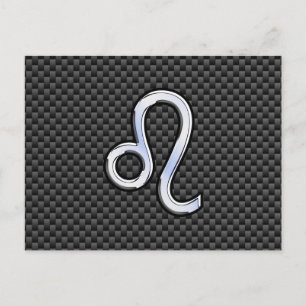 Leo Zodiac Symbol på Carbon Fiber Stil Skriv ut Vykort