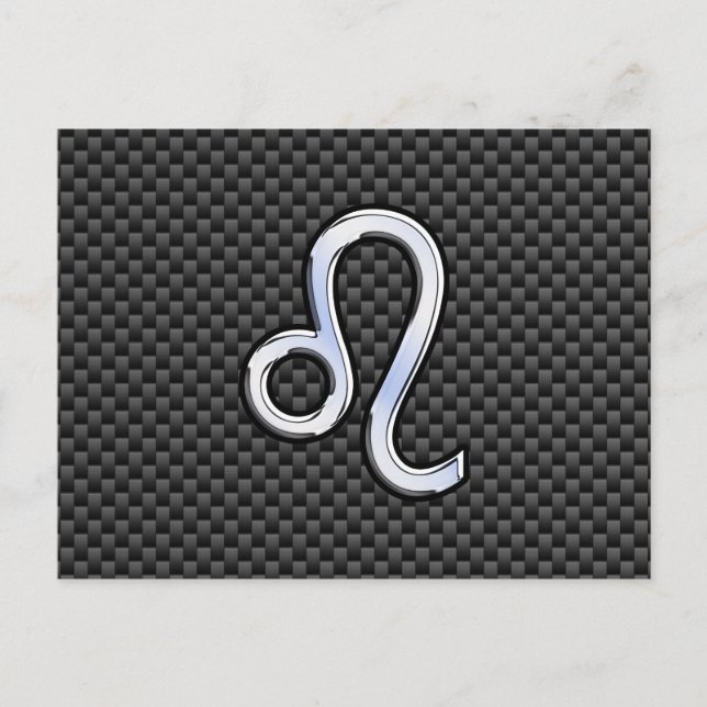 Leo Zodiac Symbol på Carbon Fiber Stil Skriv ut Vykort (Framsida)