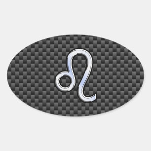 Leo Zodiac-symbol på kolfiberdekan för kol Ovalt Klistermärke