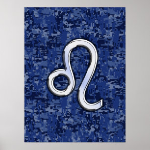 Leo Zodiac-symbol på marinblå digitalkamera Poster