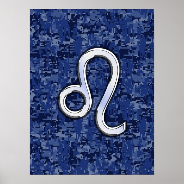 Leo Zodiac-symbol på marinblå digitalkamera Poster (Framsidan)