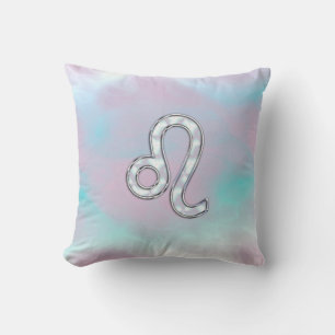 Leo Zodiac Symbol på pastellerna Nacre Stil Print Kudde