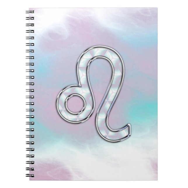 Leo Zodiac-symbol på Pastels Nacre Stil Skriv ut Anteckningsbok (Framsidan)