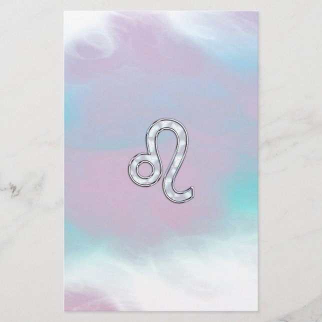 Leo Zodiac-symbol på Pastels Nacre Stil Skriv ut Brevpapper (Framsida)