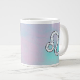 Leo Zodiac-symbol på Pastels Nacre Stil Skriv ut Jumbo Mugg