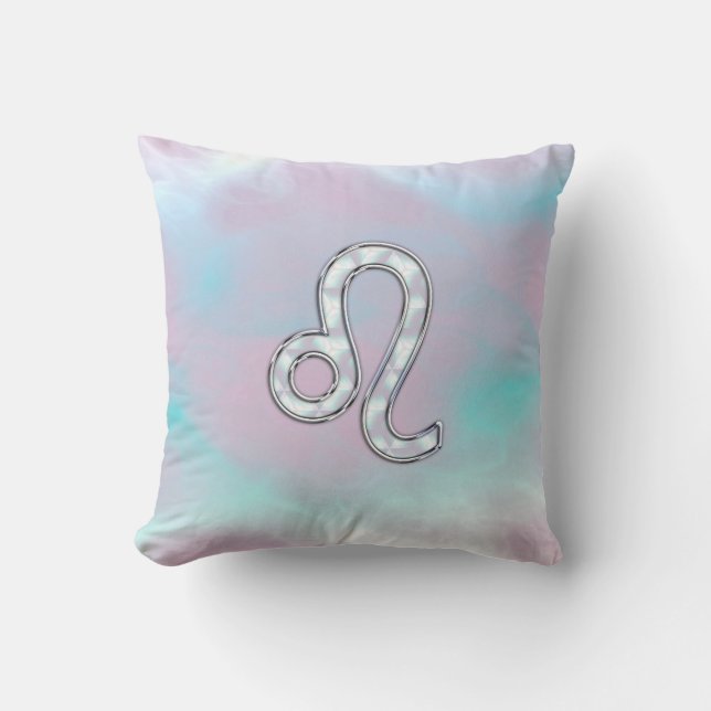 Leo Zodiac-symbol på Pastels Nacre Stil Skriv ut Kudde (Framsida)