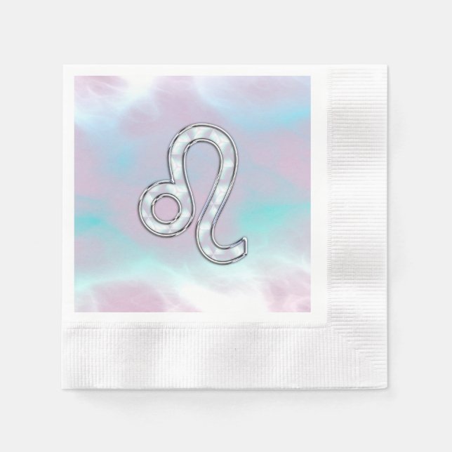 Leo Zodiac-symbol på Pastels Nacre Stil Skriv ut Pappersservett (Framsidan)