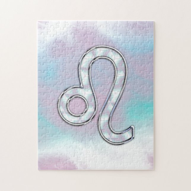 Leo Zodiac-symbol på Pastels Nacre Stil Skriv ut Pussel (Vertikal)