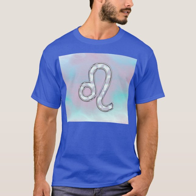 Leo Zodiac-symbol på Pastels Nacre Stil Skriv ut T-shirt (Framsida)