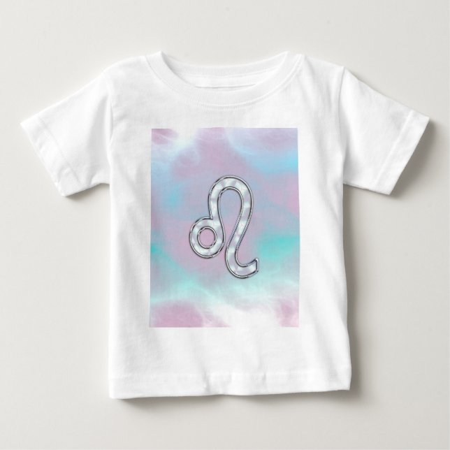 Leo Zodiac-symbol på Pastels Nacre Stil Skriv ut Tee (Framsida)