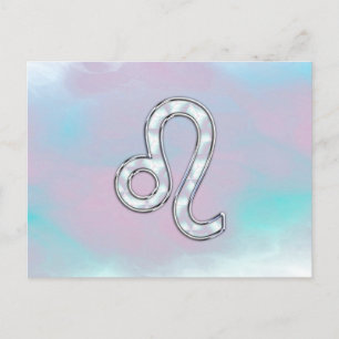 Leo Zodiac-symbol på Pastels Nacre Stil Skriv ut Vykort