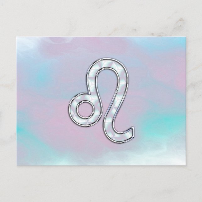 Leo Zodiac-symbol på Pastels Nacre Stil Skriv ut Vykort (Framsida)