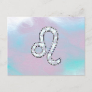 Leo Zodiac-symbol på Pastels Nacre Stil Skriv ut Vykort