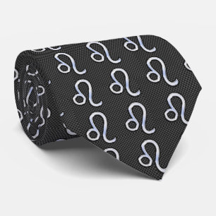 Leo Zodiac Symbol på utskrift av kolkolfibrer Slips