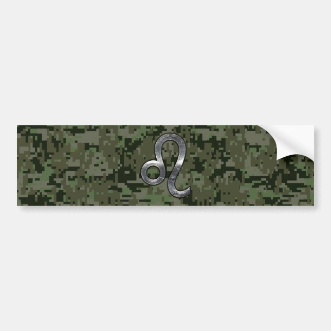 Leo Zodiac-symbol på Woodland Digital Camo Bildekal (Framsidan)
