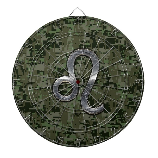 Leo Zodiac-symbol på Woodland Digital Camo Darttavla (Framsidan)