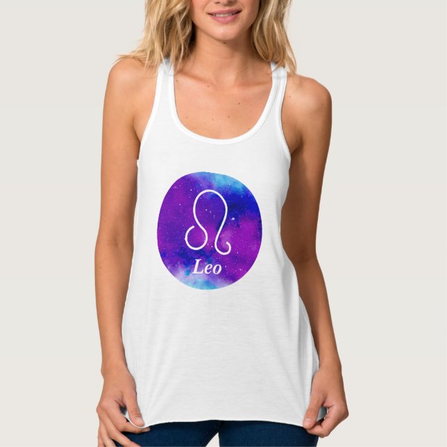 Leo Zodiac Symbol Space Nebula Linne Med Racerback (Framsida)