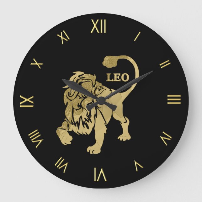 Leo Zodiac Symbol Wall Clock Stor Klocka (Framsida)