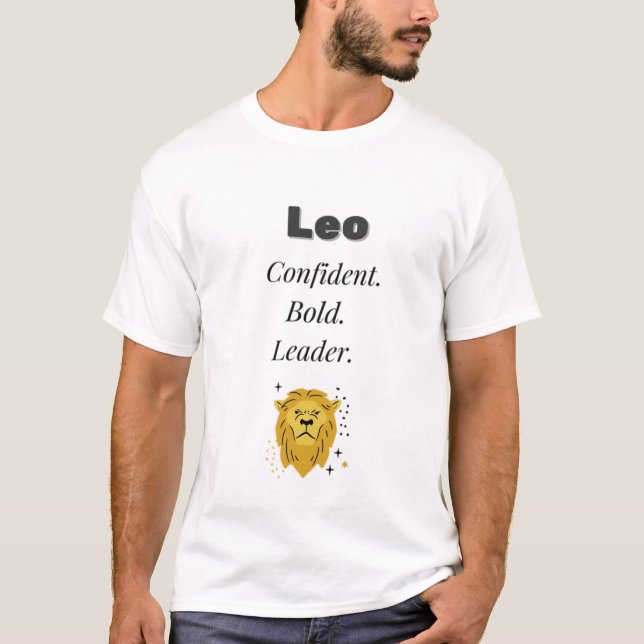 Leo Zodiac T-Shirt - Förtrolig, djärv, ledare | Li (Framsida)