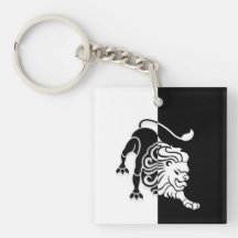 Leo Zodiac-tecken, Black & White Keychain