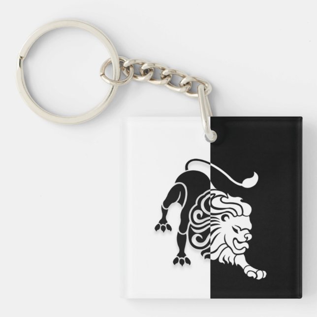 Leo Zodiac-tecken, Black & White Keychain (Framsidan)