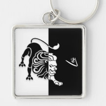 Leo Zodiac-tecken, Black & White Keychain