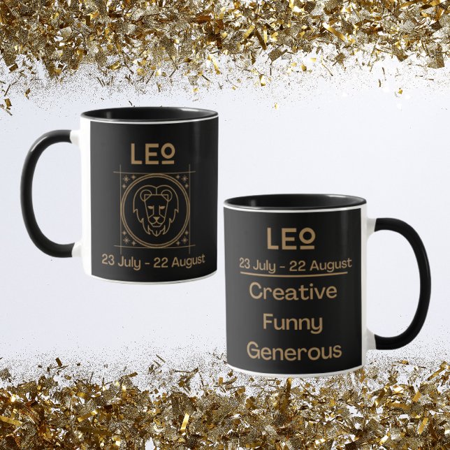 Leo Zodiac-tecken med symbol och spår Mugg (Leo Zodiac Coffee Mug with traits)