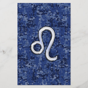 Leo Zodiac-tecken på Blue Digital Camouflage Brevpapper