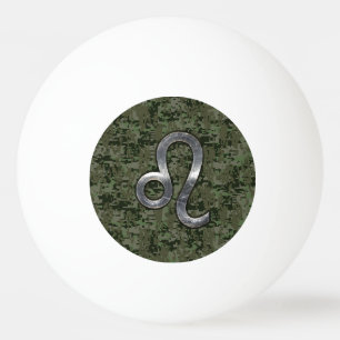 Leo Zodiac-tecken på Grönt Digital Camo Pingisboll