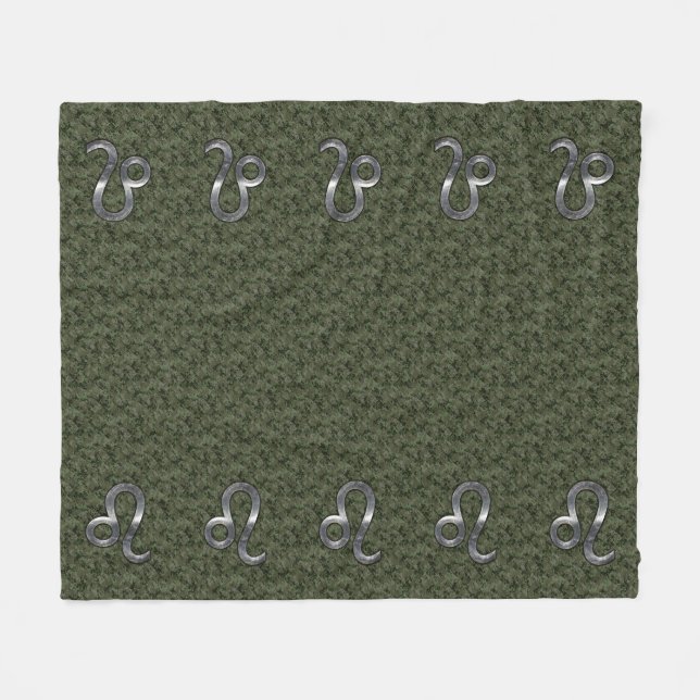 Leo Zodiac-tecken på Oliv grönt Digital Camo Fleecefilt (Framsidan (Horisontell))
