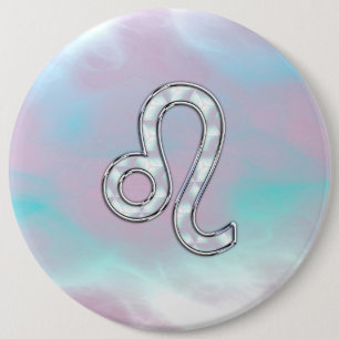 Leo Zodiac-tecken på Pastels Nacre Stil Skriv ut Knapp