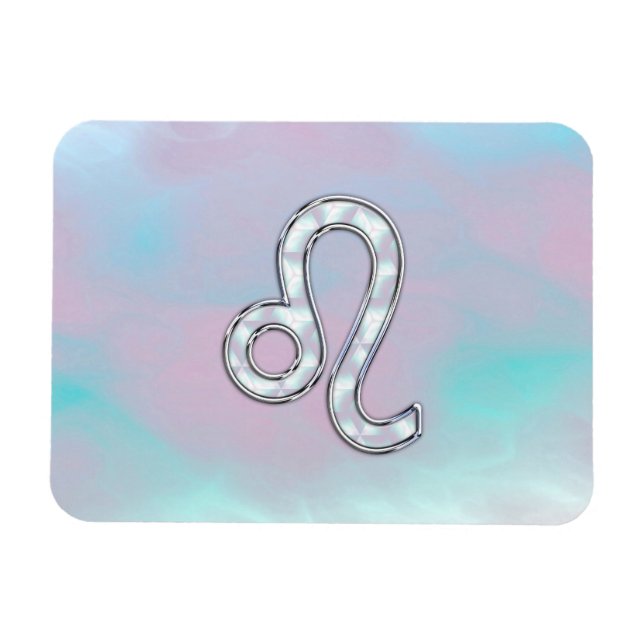 Leo Zodiac-tecken på Pastels Nacre Stil Skriv ut Magnet (Horisontell)