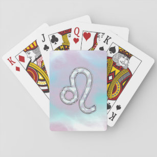 Leo Zodiac-tecken på Pastels Nacre Stil Skriv ut Spelkort