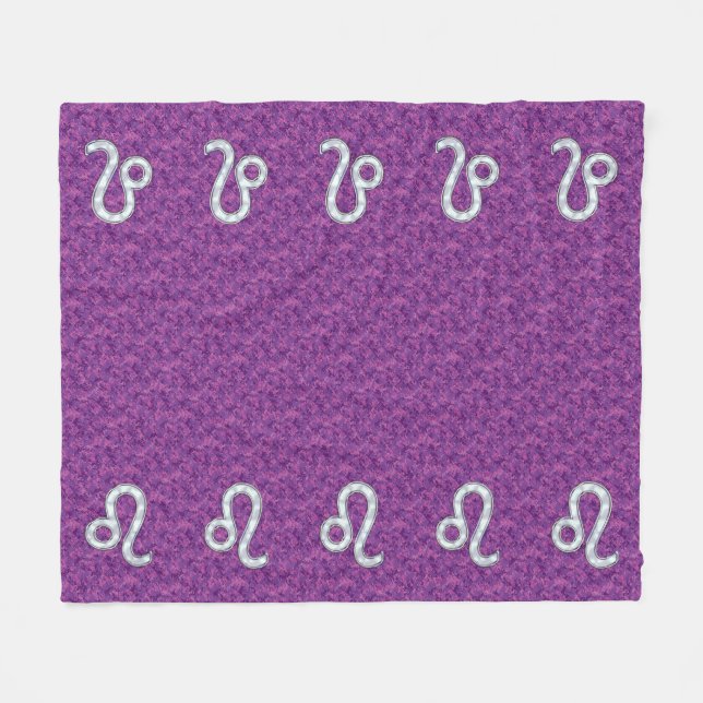 Leo Zodiac-tecken på Rosa Fuchsia Digital Camo Fleecefilt (Framsidan (Horisontell))
