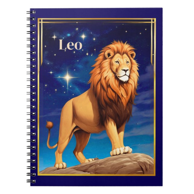 Leo Zodiac-tecken under Starry Himmel Anteckningsbok (Framsidan)