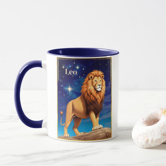 Leo Zodiac-tecken under Starry Himmel Mugg (Med munk)