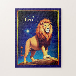Leo Zodiac-tecken under Starry Himmel Pussel