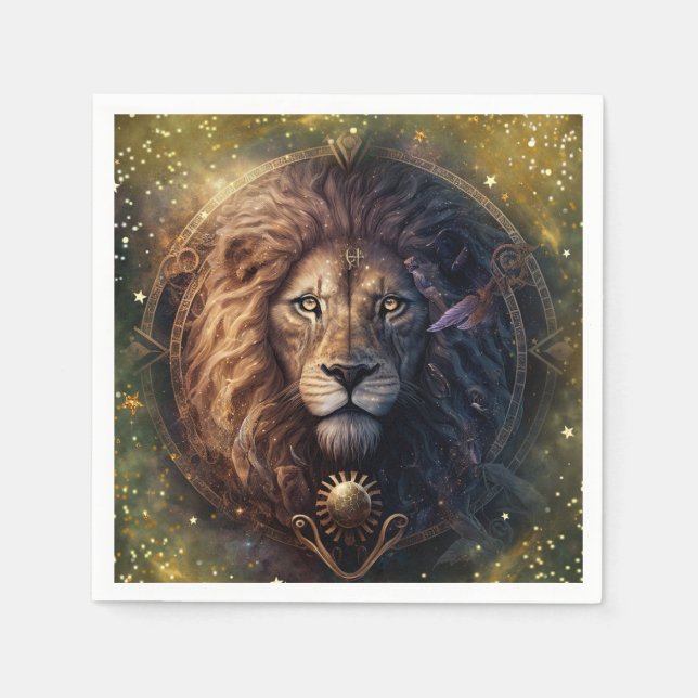 Leo Zodiac-tecken vattenfärgsdesign Pappersservett (Framsidan)