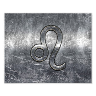Leo Zodiac undertecknar i Grunge bedrövad stil Fototryck