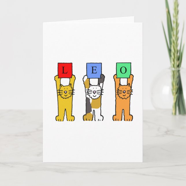 Leo Zodiac undertecknar tecknadCats. Kort (Framsida)