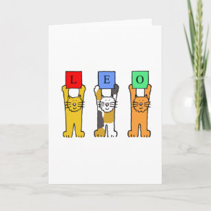 Leo Zodiac undertecknar tecknadCats. Kort
