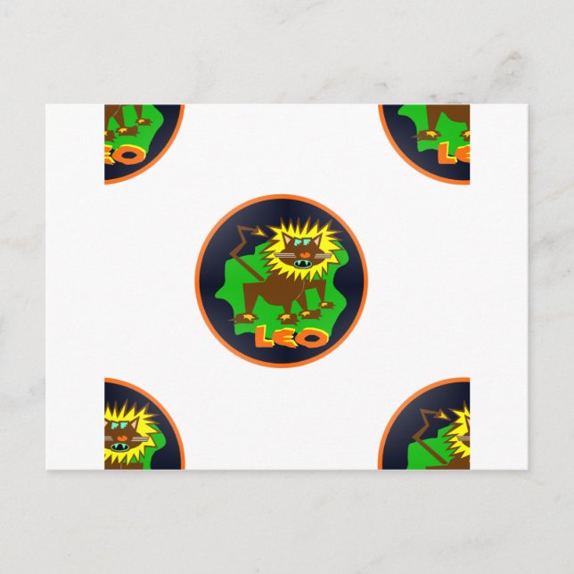 leo zodiac vykort (Framsida)