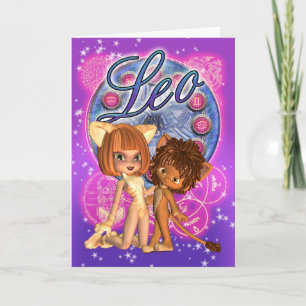Leo Zodiackort med den gulliga lejon och Kort